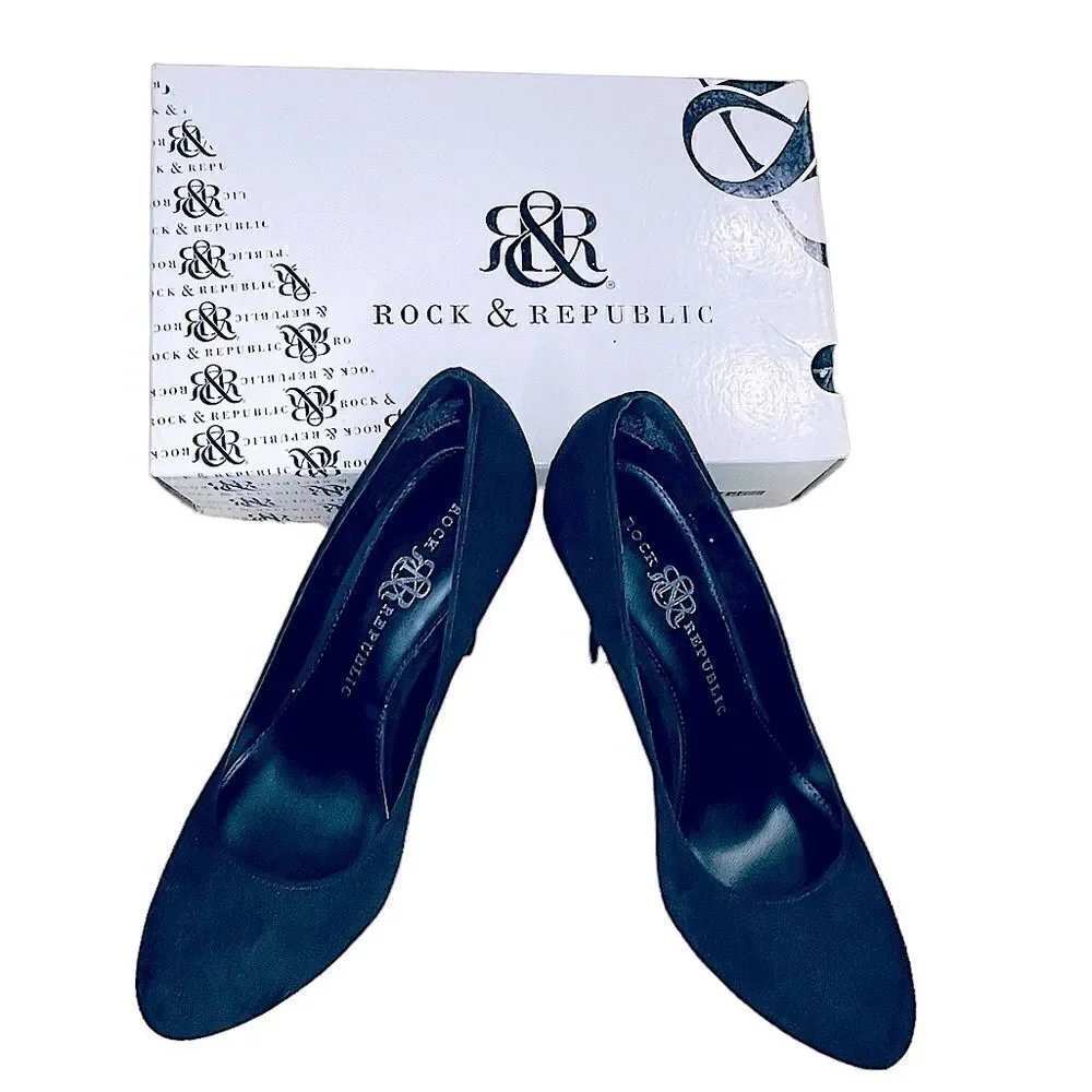 Rock & Republic Black suedette Stiletto pumps size 9.5